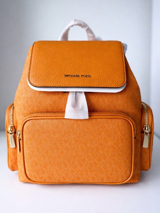 Michael Kors Handbags - Michael Kors Orange Leather Backpack